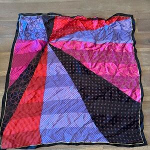 Jones New York Black Scarf with Pink and red and purple silk